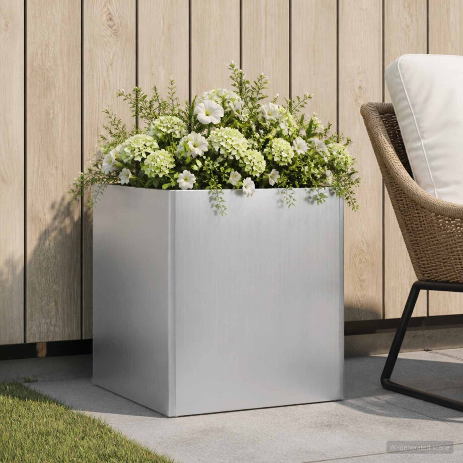 vidaXL Plantenbak zilver 25 x 25 x 25 cm Gegalvaniseerd staal afbeelding 1