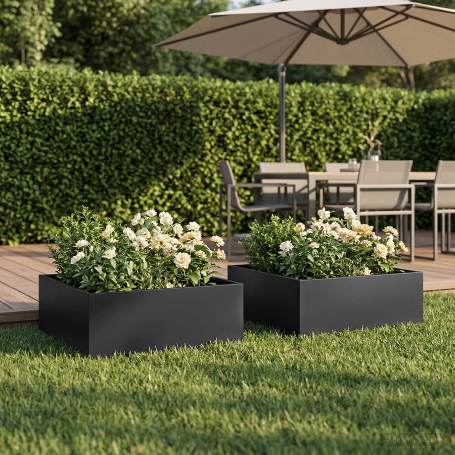 vidaXL Plantenbak 2 st Zwart 60 x 60 x 20 cm Koudgewalst staal vidaXL Plantenbak 2 st Zwart 60 x 60 x 20 cm Koudgewalst staal afbeelding 1