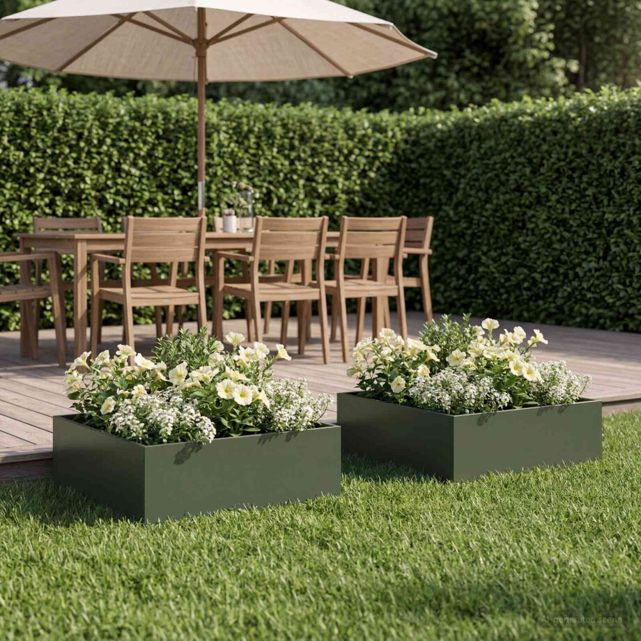vidaXL Plantenbak 2 st Olijfgroen 60 x 60 x 20 cm Koudgewalst staal vidaXL Plantenbak 2 st Olijfgroen 60 x 60 x 20 cm Koudgewalst staal afbeelding 1