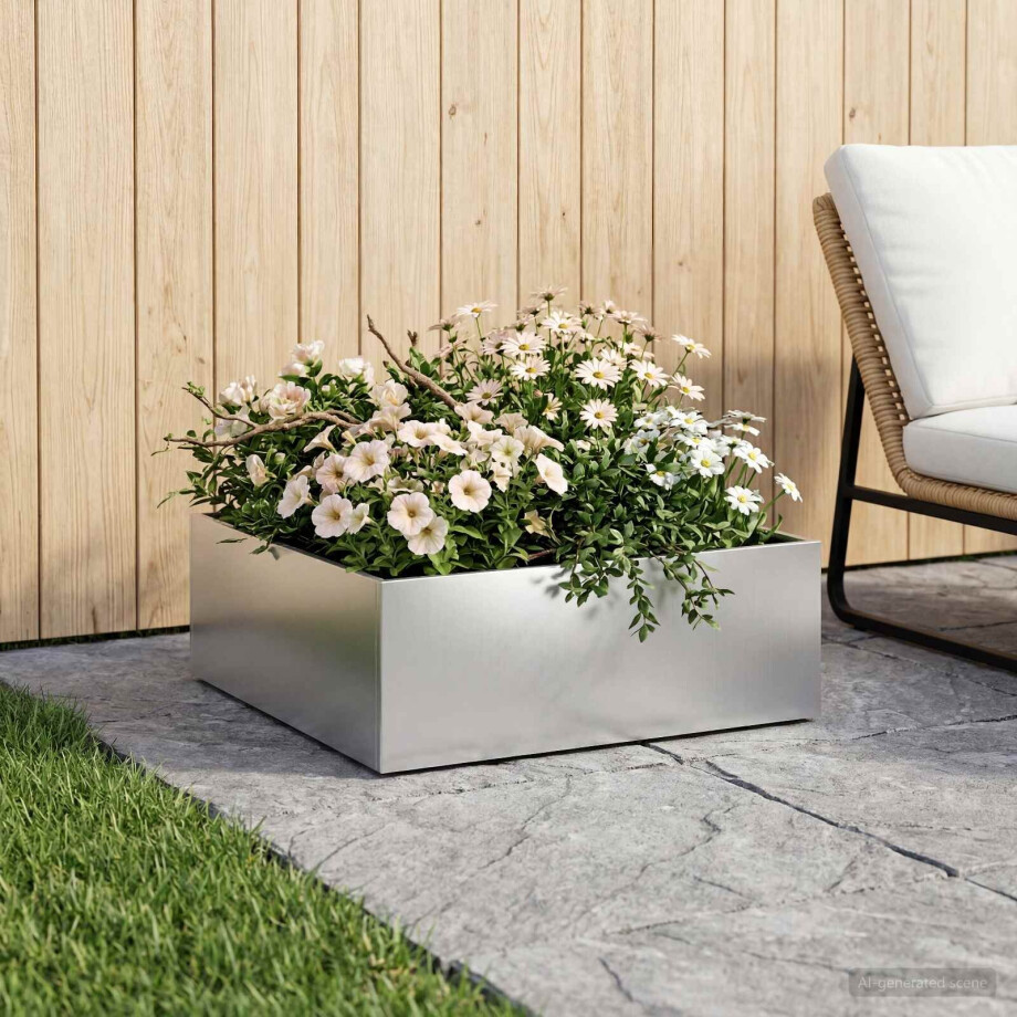 vidaXL Plantenbak zilver 60 x 60 x 20 cm Gegalvaniseerd staal vidaXL Plantenbak zilver 60 x 60 x 20 cm Gegalvaniseerd staal afbeelding 1