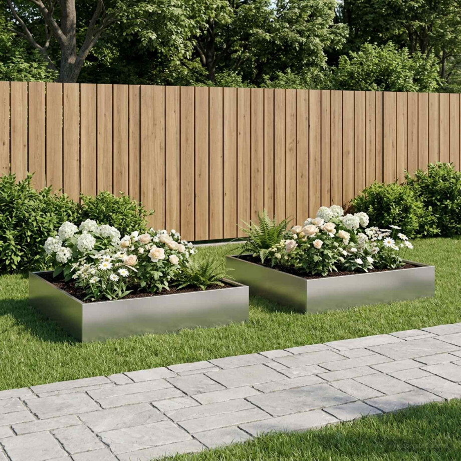 vidaXL Plantenbak 2 st zilver 80 x 80 x 20 cm Gegalvaniseerd staal vidaXL Plantenbak 2 st zilver 80 x 80 x 20 cm Gegalvaniseerd staal afbeelding 1