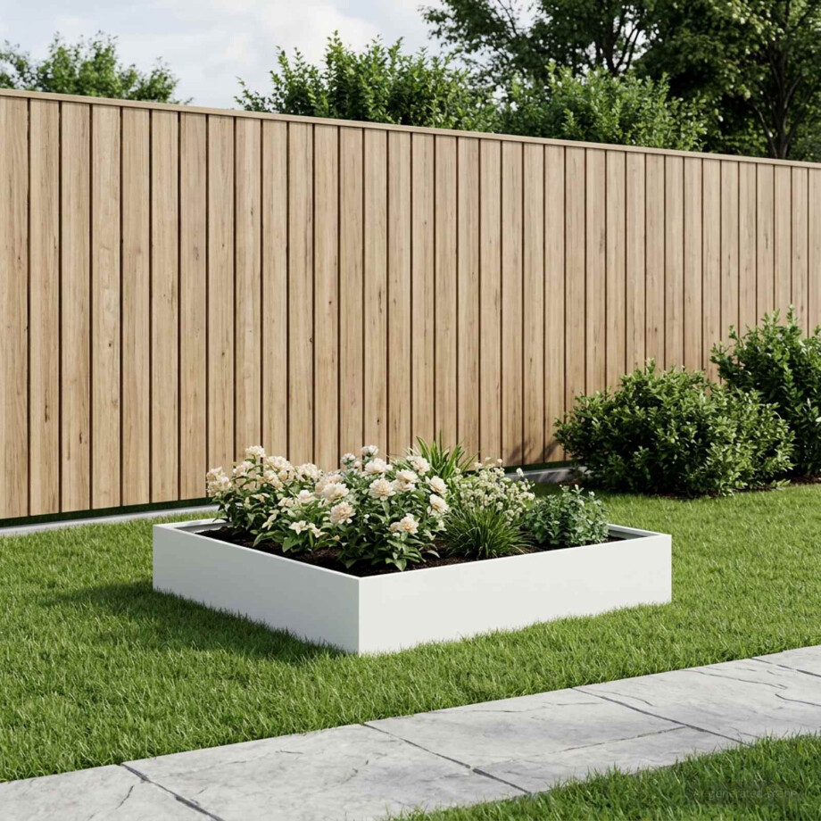 vidaXL Plantenbak Wit 100 x 100 x 20 cm Koudgewalst staal vidaXL Plantenbak Wit 100 x 100 x 20 cm Koudgewalst staal afbeelding 1