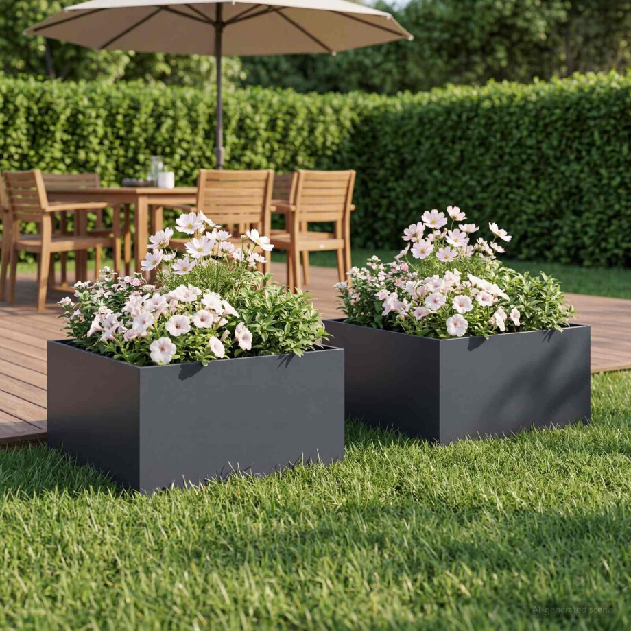 vidaXL Plantenbak 2 st Antraciet 40 x 40 x 30 cm Koudgewalst staal afbeelding 1
