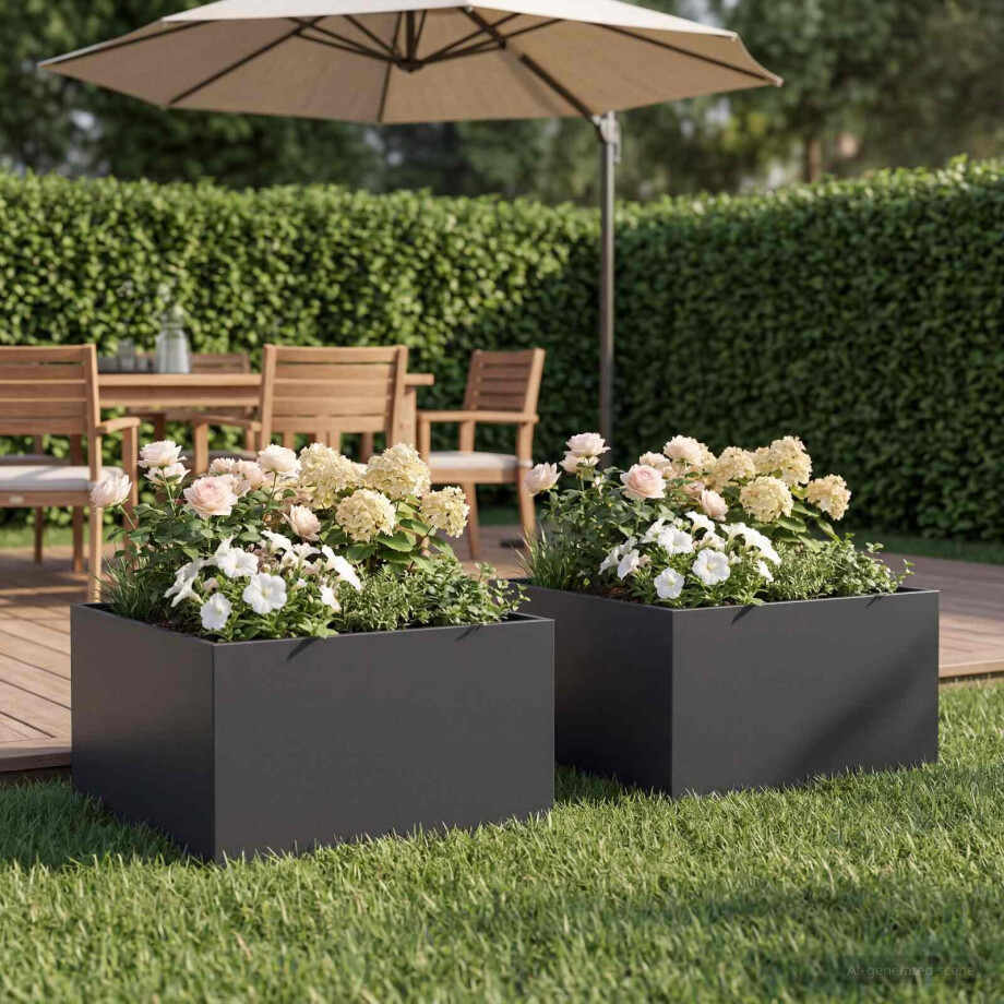 vidaXL Plantenbak 2 st Zwart 60 x 60 x 30 cm Koudgewalst staal vidaXL Plantenbak 2 st Zwart 60 x 60 x 30 cm Koudgewalst staal afbeelding 1