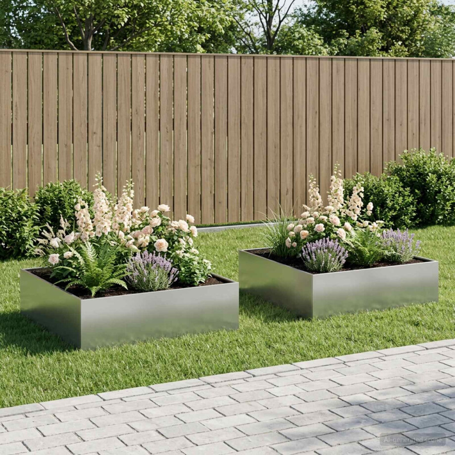 vidaXL Plantenbak 2 st zilver 80 x 80 x 30 cm Gegalvaniseerd staal vidaXL Plantenbak 2 st zilver 80 x 80 x 30 cm Gegalvaniseerd staal afbeelding 1