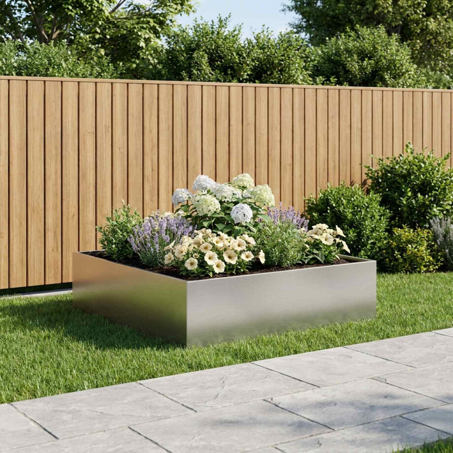 vidaXL Plantenbak zilver 100 x 100 x 30 cm Roestvrij staal vidaXL Plantenbak zilver 100 x 100 x 30 cm Roestvrij staal afbeelding 1