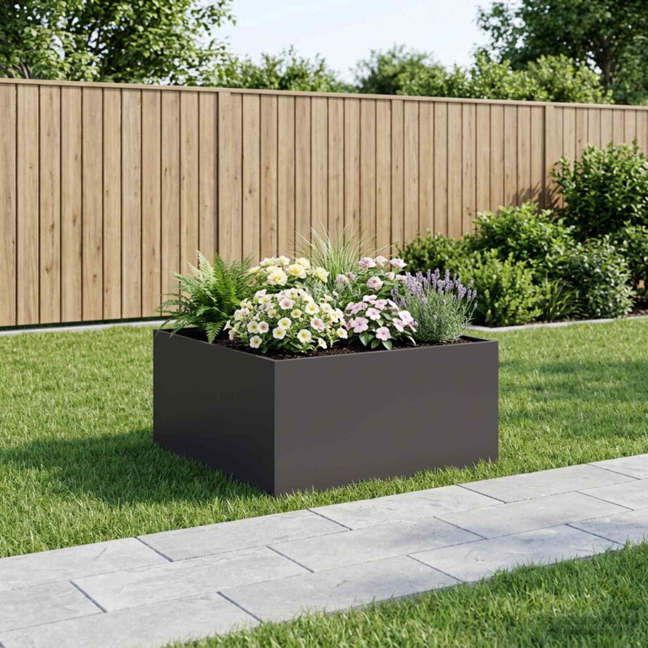 vidaXL Plantenbak Zwart 60 x 60 x 40 cm Koudgewalst staal vidaXL Plantenbak Zwart 60 x 60 x 40 cm Koudgewalst staal afbeelding 1