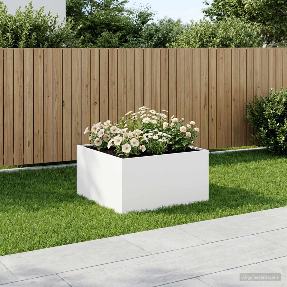 vidaXL Plantenbak Wit 60 x 60 x 40 cm Koudgewalst staal afbeelding 1