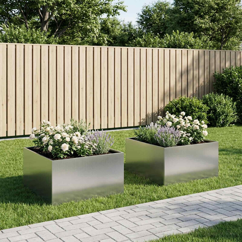 vidaXL Plantenbak 2 st zilver 80 x 80 x 40 cm Gegalvaniseerd staal vidaXL Plantenbak 2 st zilver 80 x 80 x 40 cm Gegalvaniseerd staal afbeelding 1