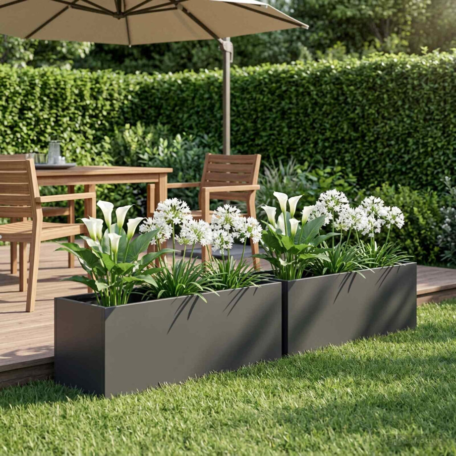 vidaXL Plantenbak 2 st Zwart 60 x 20 x 20 cm Koudgewalst staal afbeelding 1