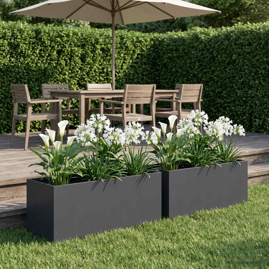 vidaXL Plantenbak 2 st Antraciet 60 x 20 x 20 cm Koudgewalst staal afbeelding 1