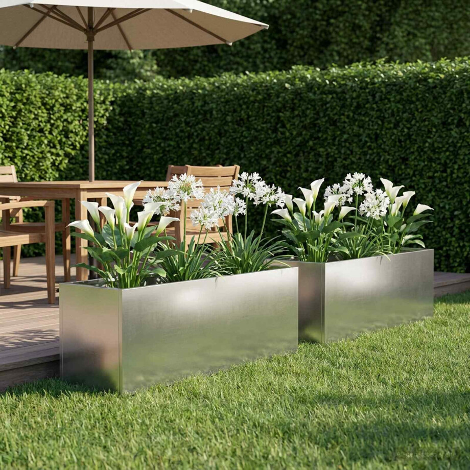 vidaXL Plantenbak 2 st zilver 60 x 20 x 20 cm Roestvrij staal afbeelding 1