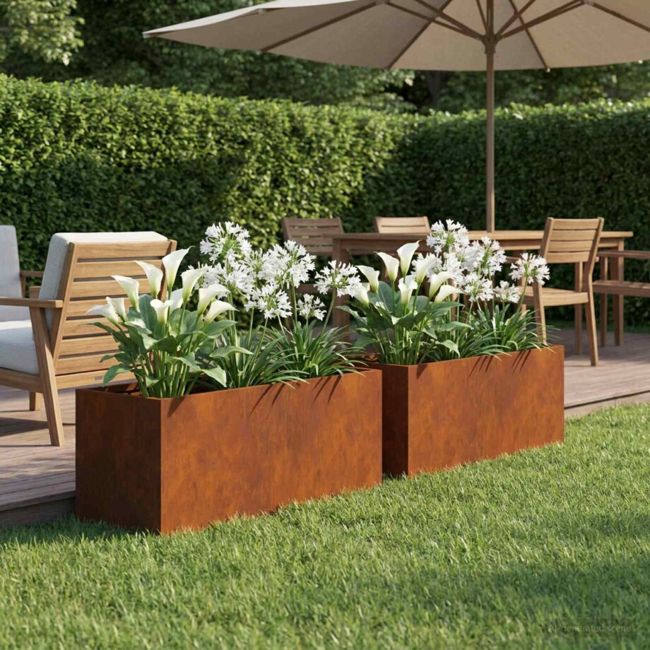 vidaXL Plantenbak 2 st Roestkleurig 60 x 20 x 20 cm weervast staal afbeelding 1