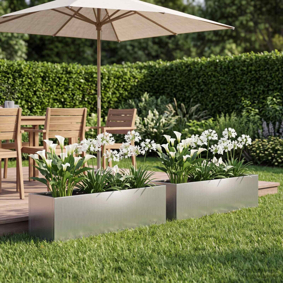 vidaXL Plantenbak 2 st zilver 80 x 20 x 20 cm Gegalvaniseerd staal afbeelding 1