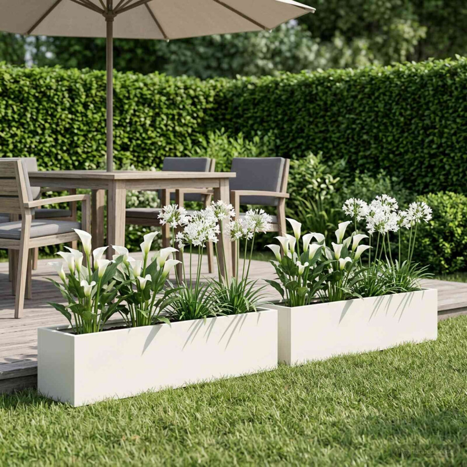 vidaXL Plantenbak 2 st Wit 100 x 20 x 20 cm Koudgewalst staal afbeelding 1