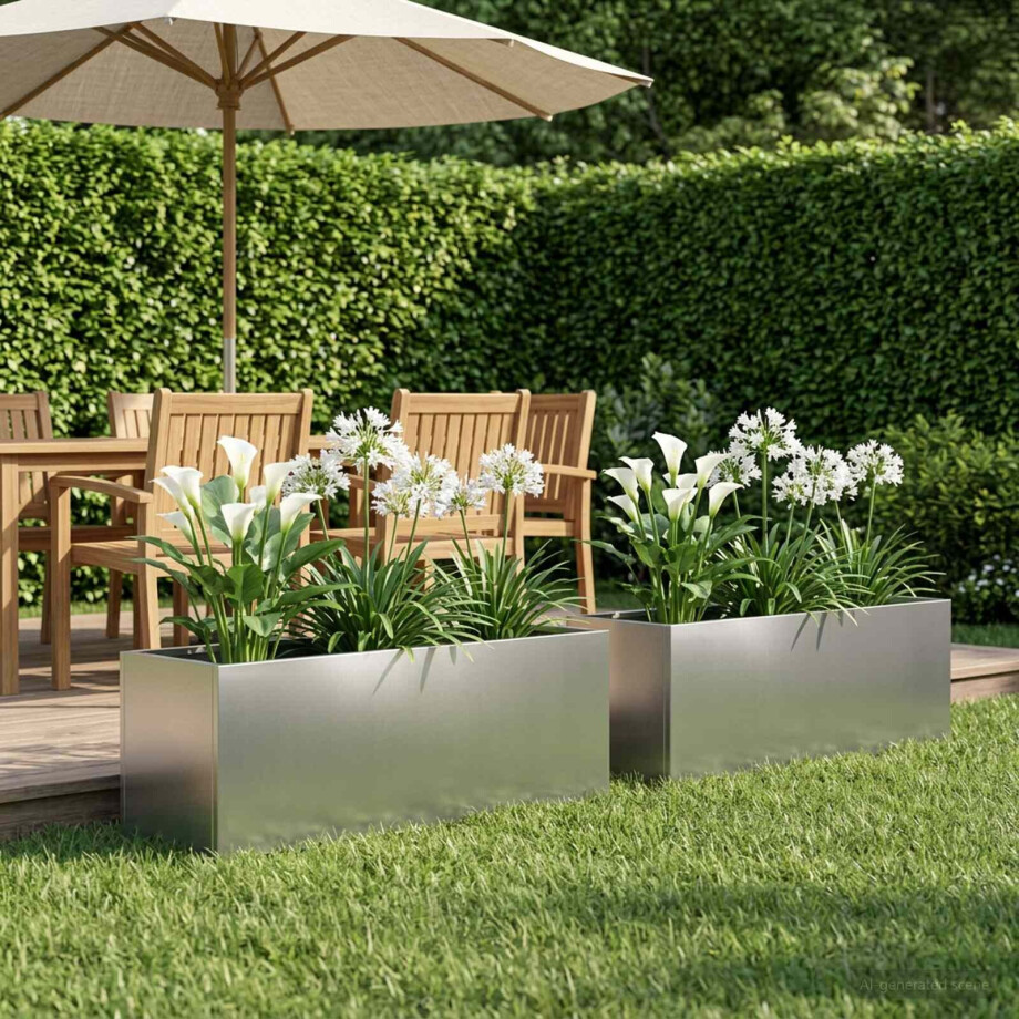 vidaXL Plantenbak 2 st zilver 80 x 30 x 30 cm Roestvrij staal afbeelding 1