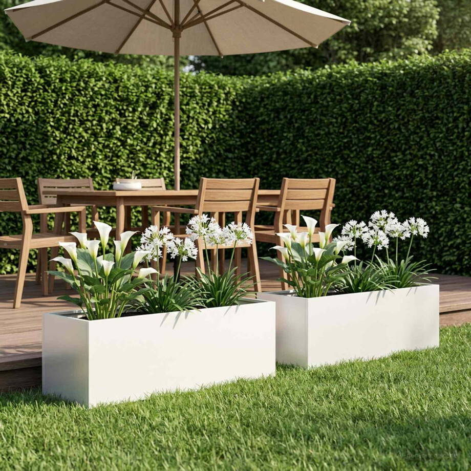 vidaXL Plantenbak 2 st Wit 100 x 30 x 30 cm Koudgewalst staal afbeelding 1
