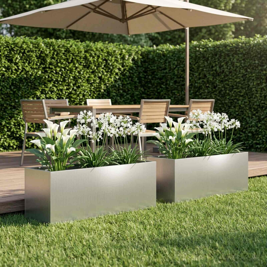 vidaXL Plantenbak 2 st zilver 100 x 30 x 30 cm Gegalvaniseerd staal afbeelding 1