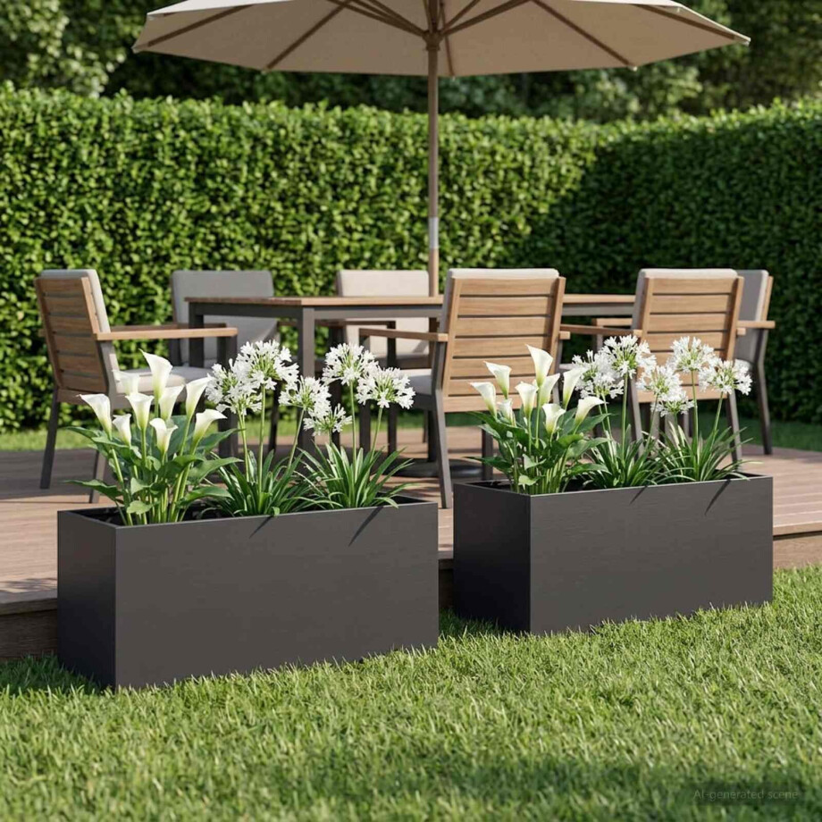 vidaXL Plantenbak 2 st Zwart 80 x 40 x 40 cm Koudgewalst staal afbeelding 1