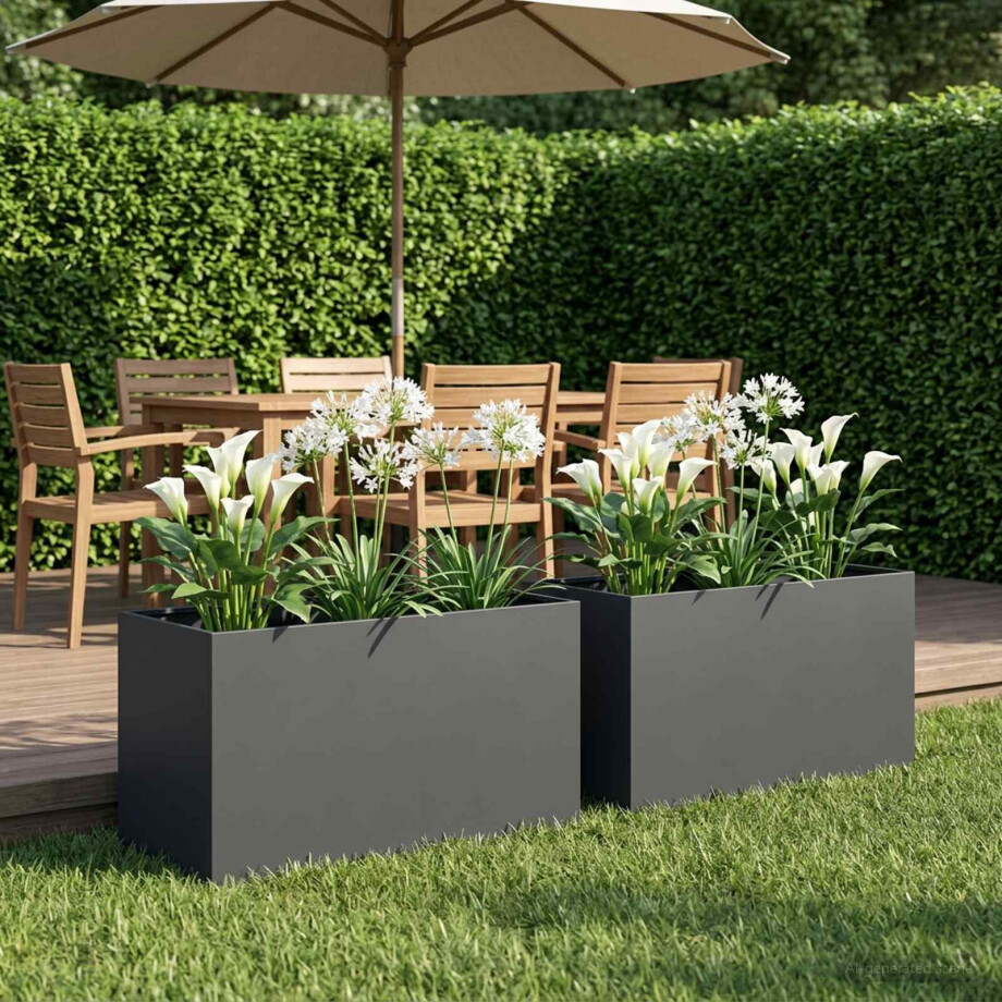 vidaXL Plantenbak 2 st Antraciet 80 x 50 x 50 cm Koudgewalst staal vidaXL Plantenbak 2 st Antraciet 80 x 50 x 50 cm Koudgewalst staal afbeelding 1