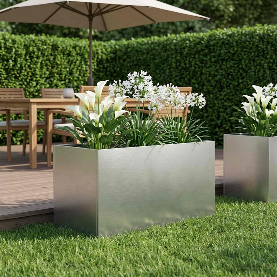 vidaXL Plantenbak zilver 80 x 50 x 50 cm Roestvrij staal afbeelding 1