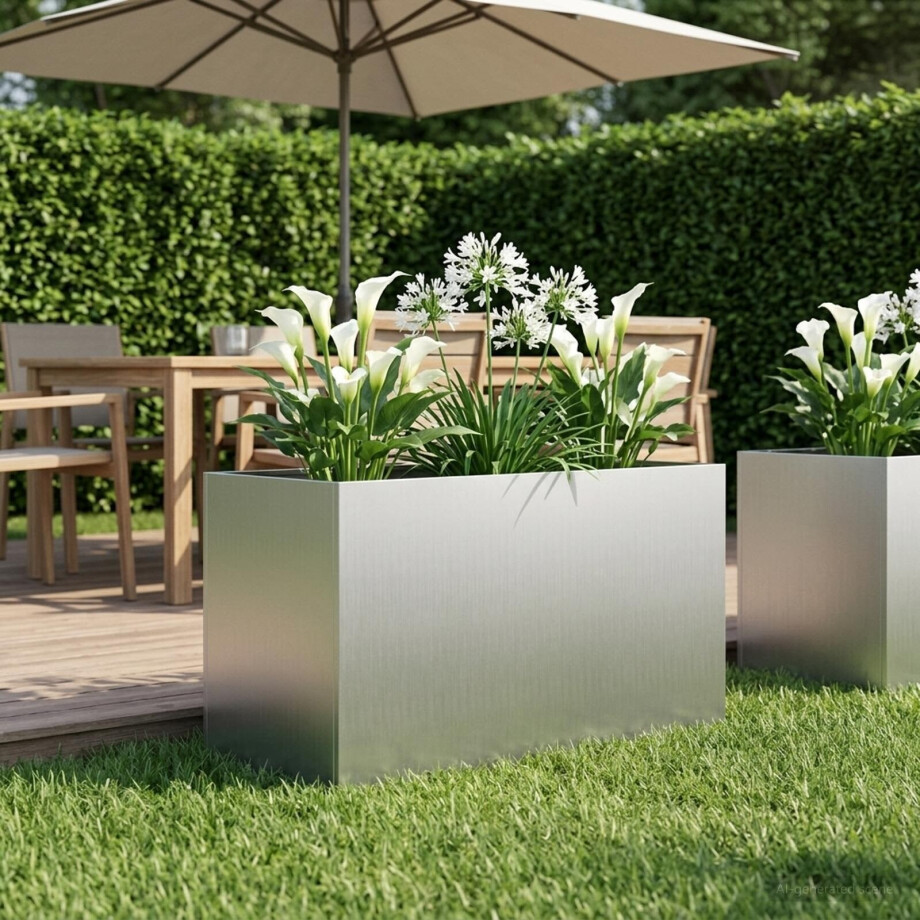 vidaXL Plantenbak zilver 80 x 50 x 50 cm Gegalvaniseerd staal afbeelding 1