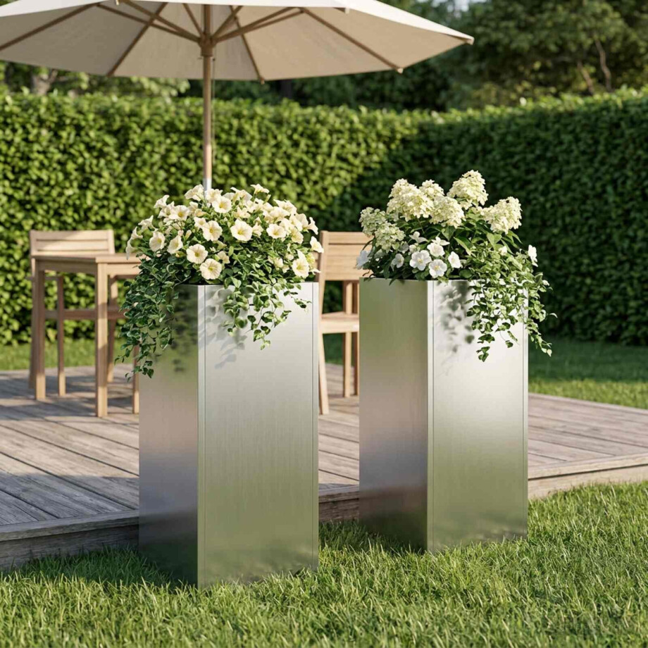 vidaXL Plantenbak 2 st zilver 20 x 20 x 50 cm Gegalvaniseerd staal vidaXL Plantenbak 2 st zilver 20 x 20 x 50 cm Gegalvaniseerd staal afbeelding 1