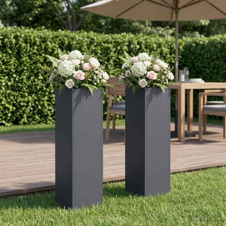 vidaXL Plantenbak 2 st Antraciet 20 x 20 x 75 cm Koudgewalst staal vidaXL Plantenbak 2 st Antraciet 20 x 20 x 75 cm Koudgewalst staal afbeelding 1