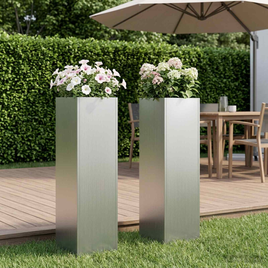 vidaXL Plantenbak 2 st zilver 20 x 20 x 75 cm Gegalvaniseerd staal vidaXL Plantenbak 2 st zilver 20 x 20 x 75 cm Gegalvaniseerd staal afbeelding 1
