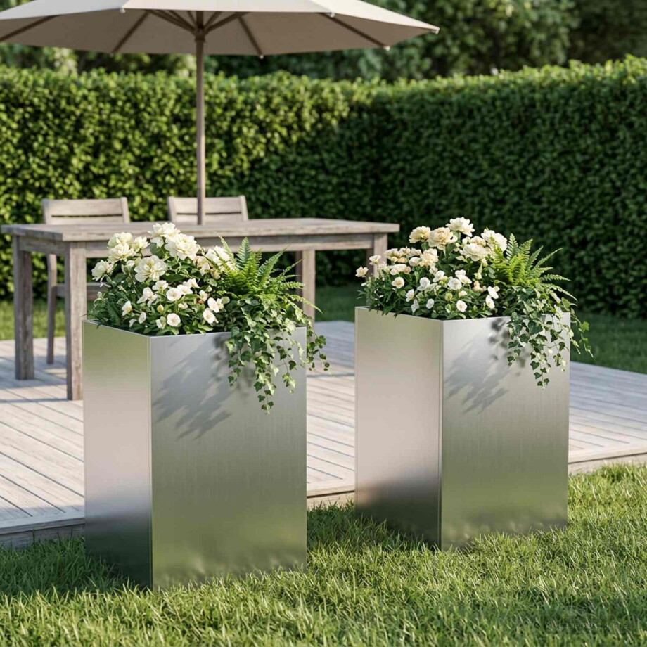 vidaXL Plantenbak 2 st zilver 30 x 30 x 50 cm Gegalvaniseerd staal vidaXL Plantenbak 2 st zilver 30 x 30 x 50 cm Gegalvaniseerd staal afbeelding 1