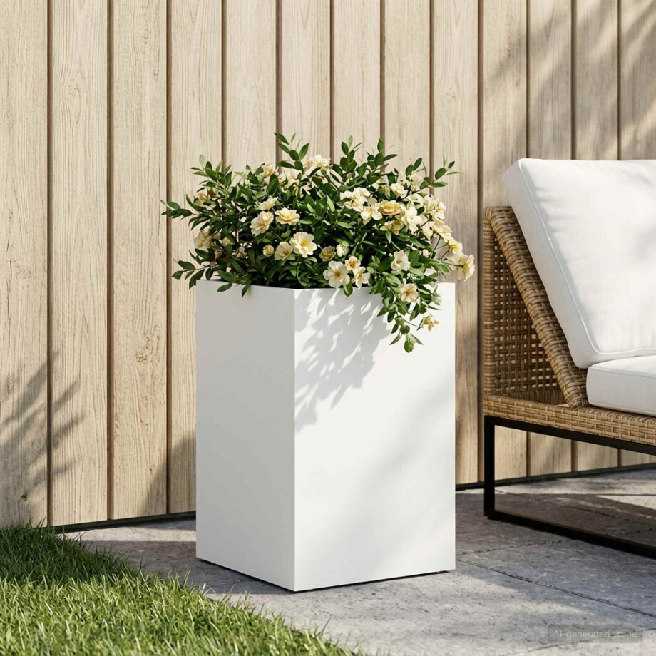 vidaXL Plantenbak Wit 40 x 40 x 50 cm Koudgewalst staal vidaXL Plantenbak Wit 40 x 40 x 50 cm Koudgewalst staal afbeelding 1