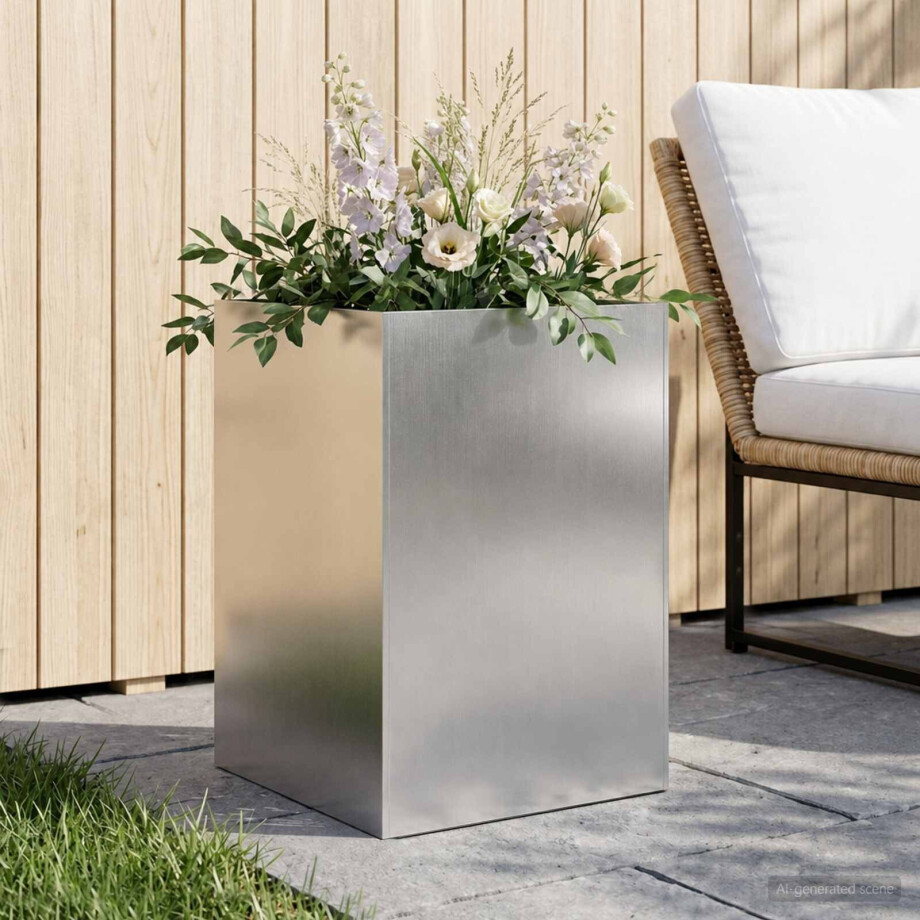 vidaXL Plantenbak zilver 50 x 50 x 75 cm Roestvrij staal afbeelding 1