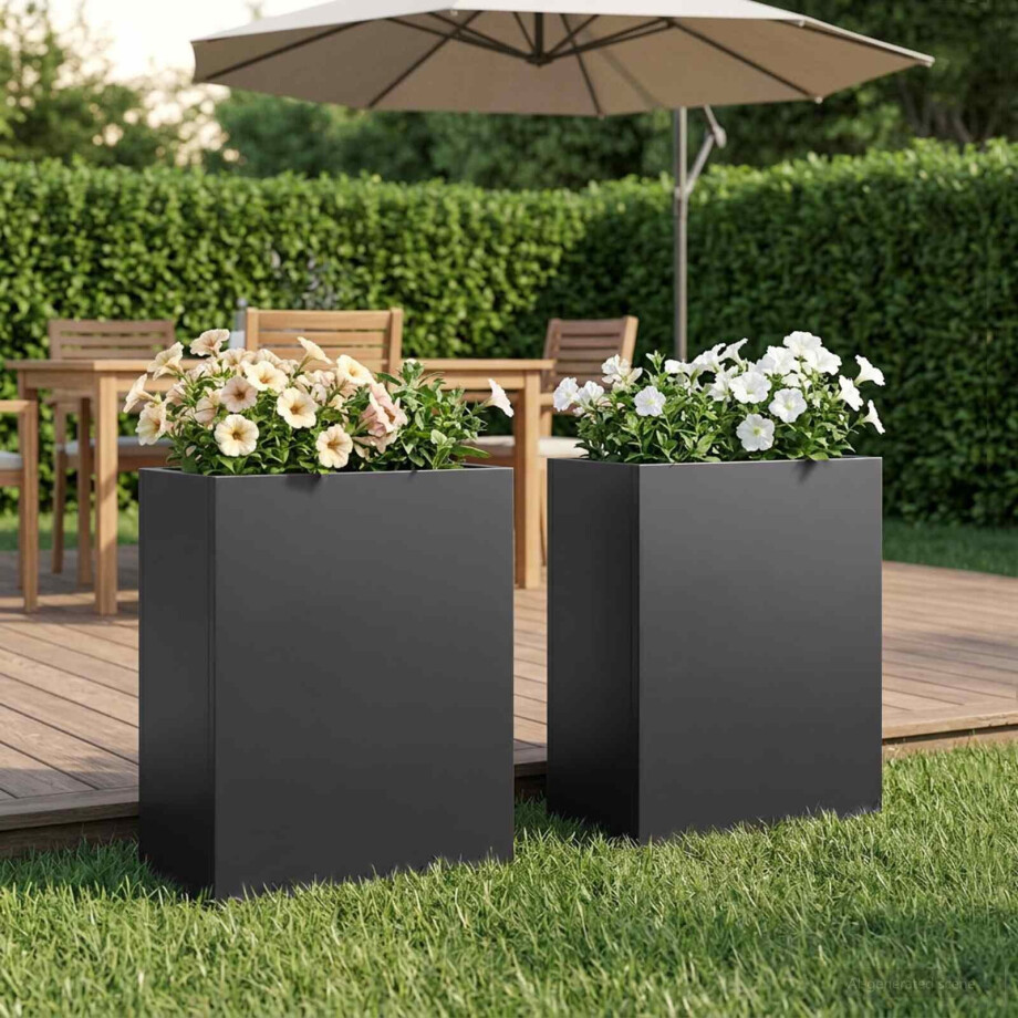 vidaXL Plantenbak 2 st Zwart 40 x 20 x 40 cm Koudgewalst staal vidaXL Plantenbak 2 st Zwart 40 x 20 x 40 cm Koudgewalst staal afbeelding 1