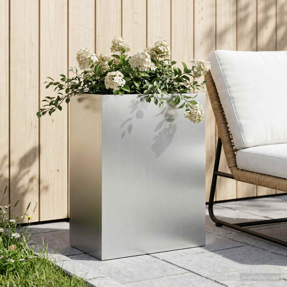 vidaXL Plantenbak zilver 40 x 20 x 40 cm Gegalvaniseerd staal afbeelding 1