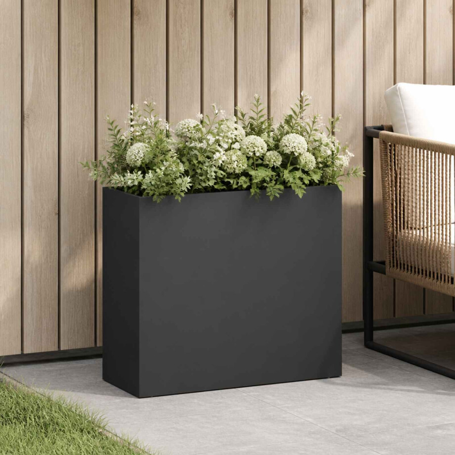 vidaXL Plantenbak Zwart 50 x 20 x 40 cm Koudgewalst staal afbeelding 1