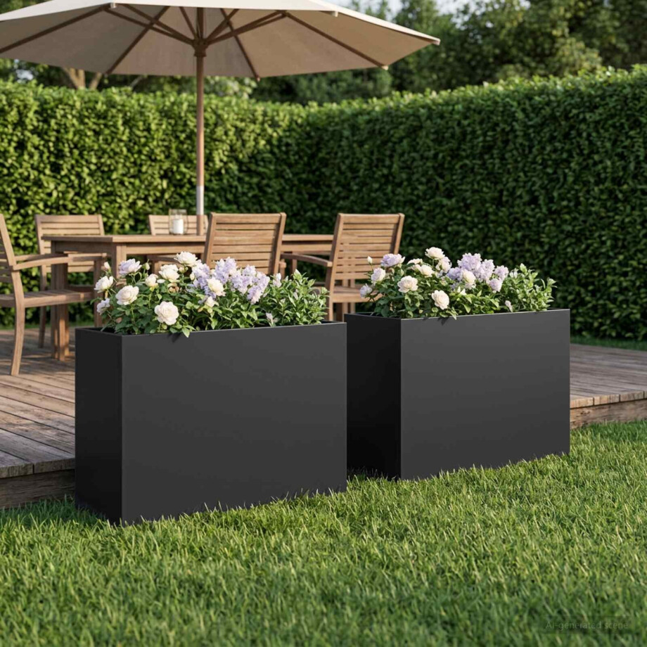 vidaXL Plantenbak 2 st Zwart 50 x 20 x 40 cm Koudgewalst staal vidaXL Plantenbak 2 st Zwart 50 x 20 x 40 cm Koudgewalst staal afbeelding 1