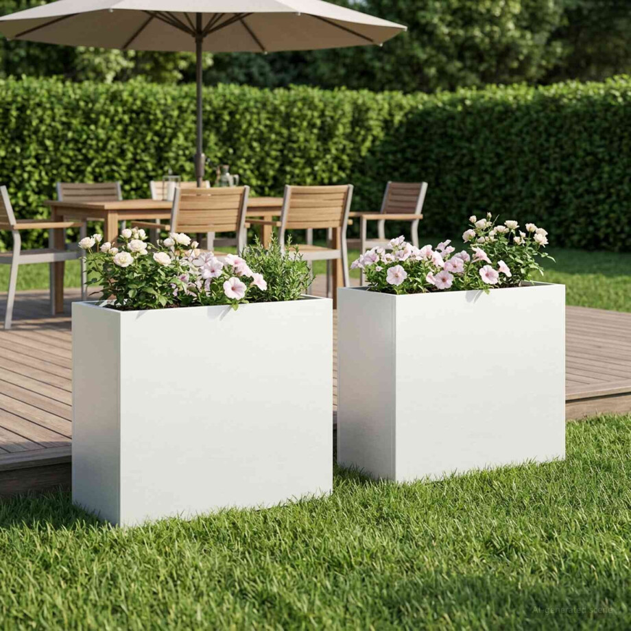 vidaXL Plantenbak 2 st Wit 50 x 20 x 40 cm Koudgewalst staal vidaXL Plantenbak 2 st Wit 50 x 20 x 40 cm Koudgewalst staal afbeelding 1