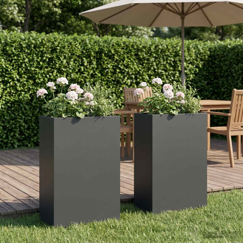 vidaXL Plantenbak 2 st Antraciet 50 x 20 x 75 cm Koudgewalst staal afbeelding 1