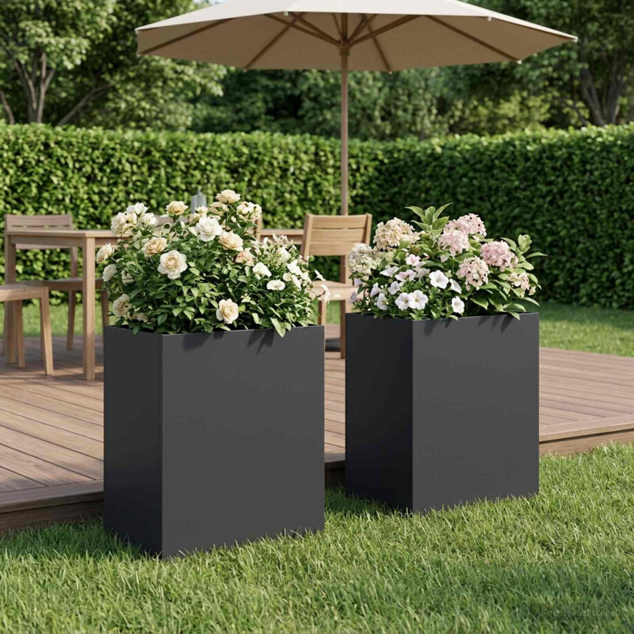 vidaXL Plantenbak 2 st Zwart 40 x 30 x 50 cm Koudgewalst staal vidaXL Plantenbak 2 st Zwart 40 x 30 x 50 cm Koudgewalst staal afbeelding 1