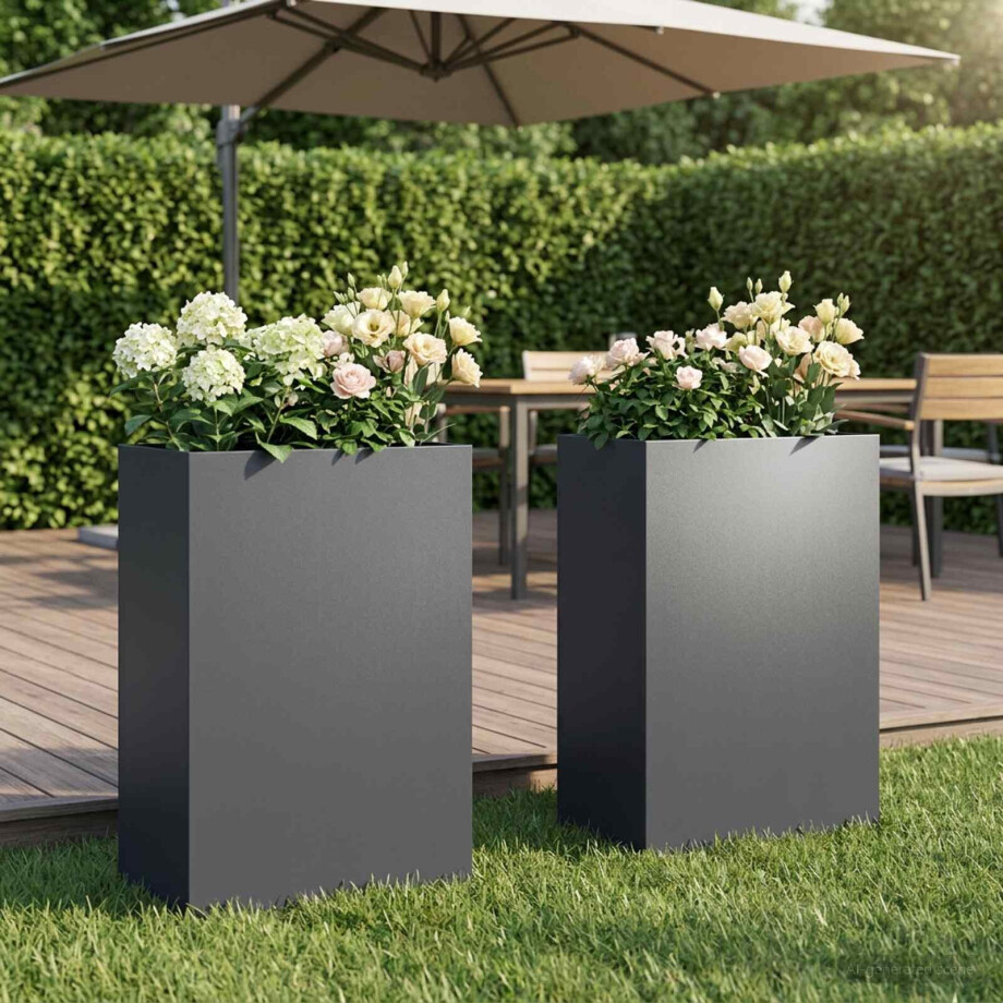 vidaXL Plantenbak 2 st Antraciet 40 x 30 x 75 cm Koudgewalst staal vidaXL Plantenbak 2 st Antraciet 40 x 30 x 75 cm Koudgewalst staal afbeelding 1