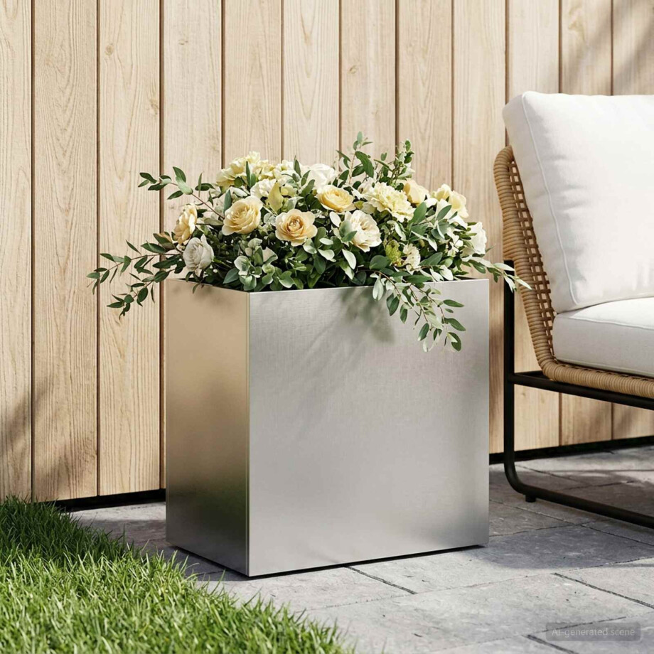 vidaXL Plantenbak zilver 50 x 30 x 40 cm Roestvrij staal afbeelding 1