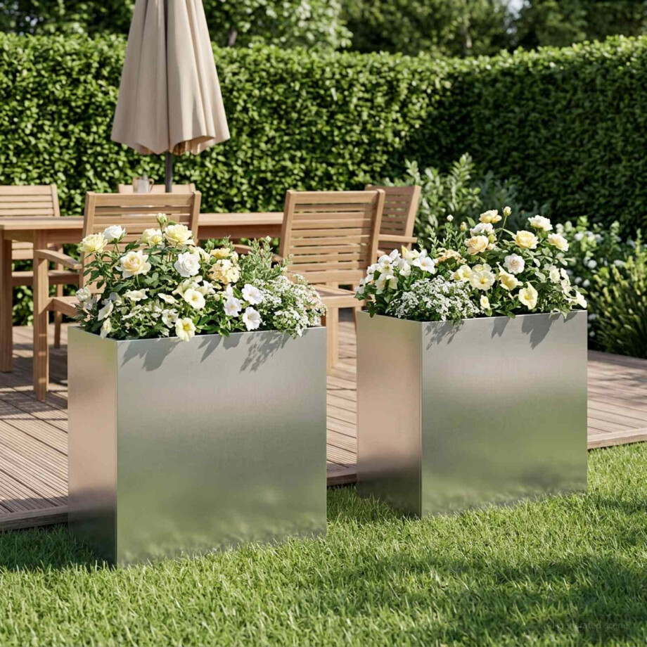 vidaXL Plantenbak 2 st zilver 50 x 30 x 50 cm Roestvrij staal afbeelding 1
