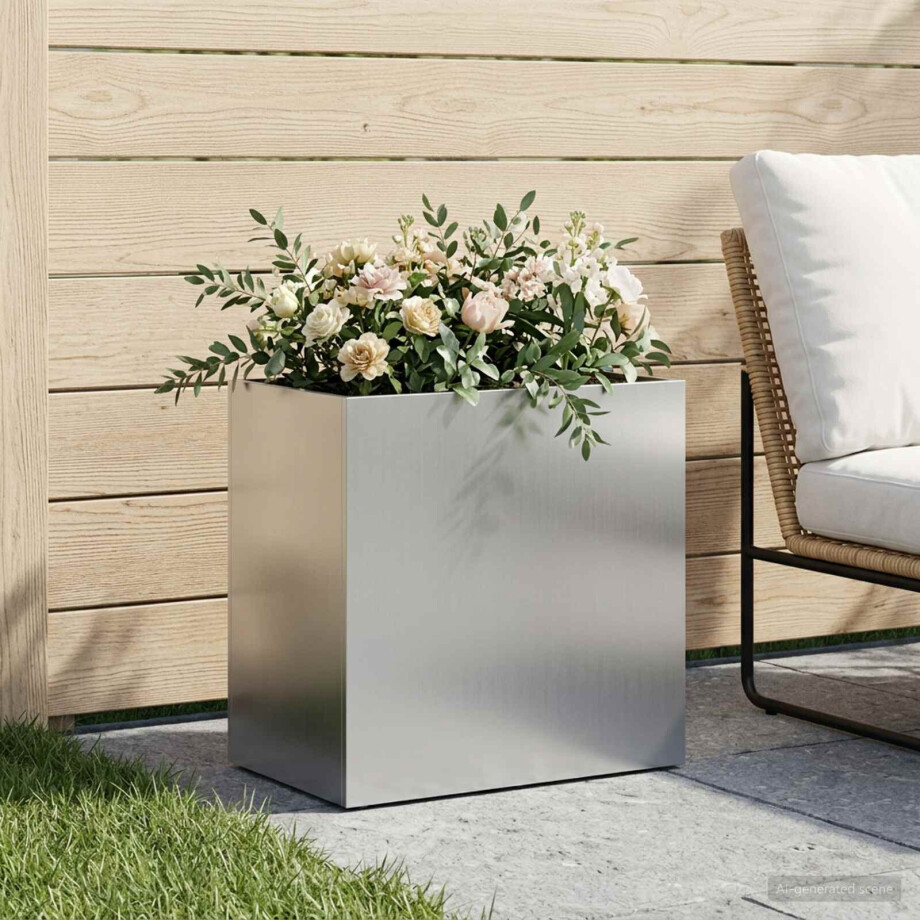 vidaXL Plantenbak zilver 50 x 30 x 50 cm Gegalvaniseerd staal afbeelding 1