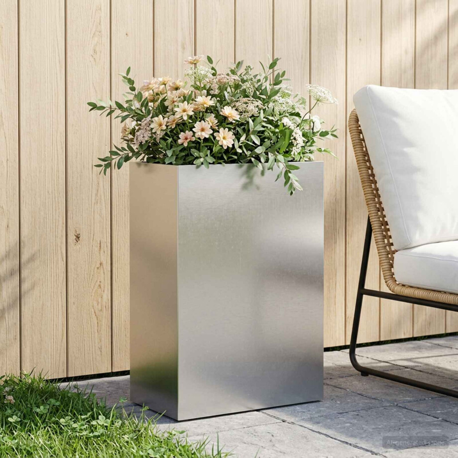 vidaXL Plantenbak zilver 50 x 30 x 75 cm Roestvrij staal vidaXL Plantenbak zilver 50 x 30 x 75 cm Roestvrij staal afbeelding 1