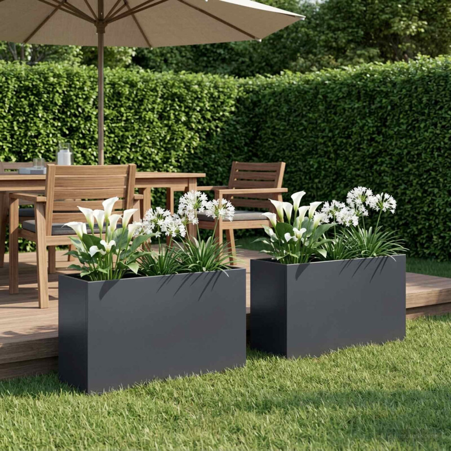 vidaXL Plantenbak 2 st Antraciet 80 x 30 x 40 cm Koudgewalst staal vidaXL Plantenbak 2 st Antraciet 80 x 30 x 40 cm Koudgewalst staal afbeelding 1