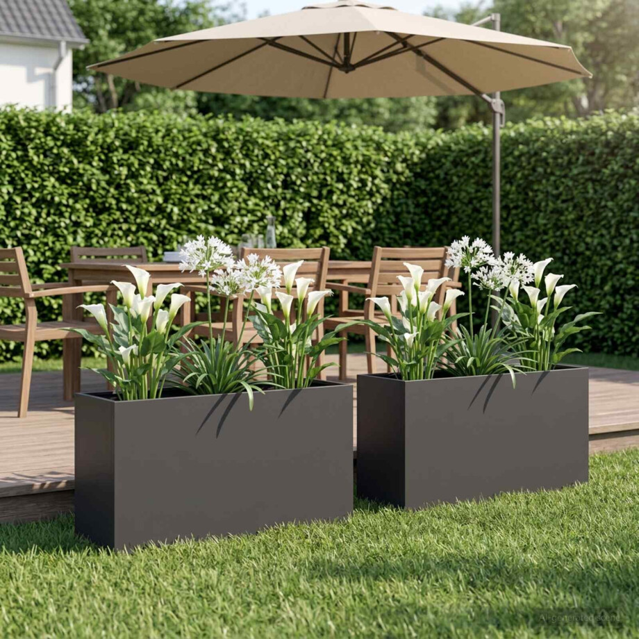 vidaXL Plantenbak 2 st Zwart 100 x 30 x 40 cm Koudgewalst staal vidaXL Plantenbak 2 st Zwart 100 x 30 x 40 cm Koudgewalst staal afbeelding 1