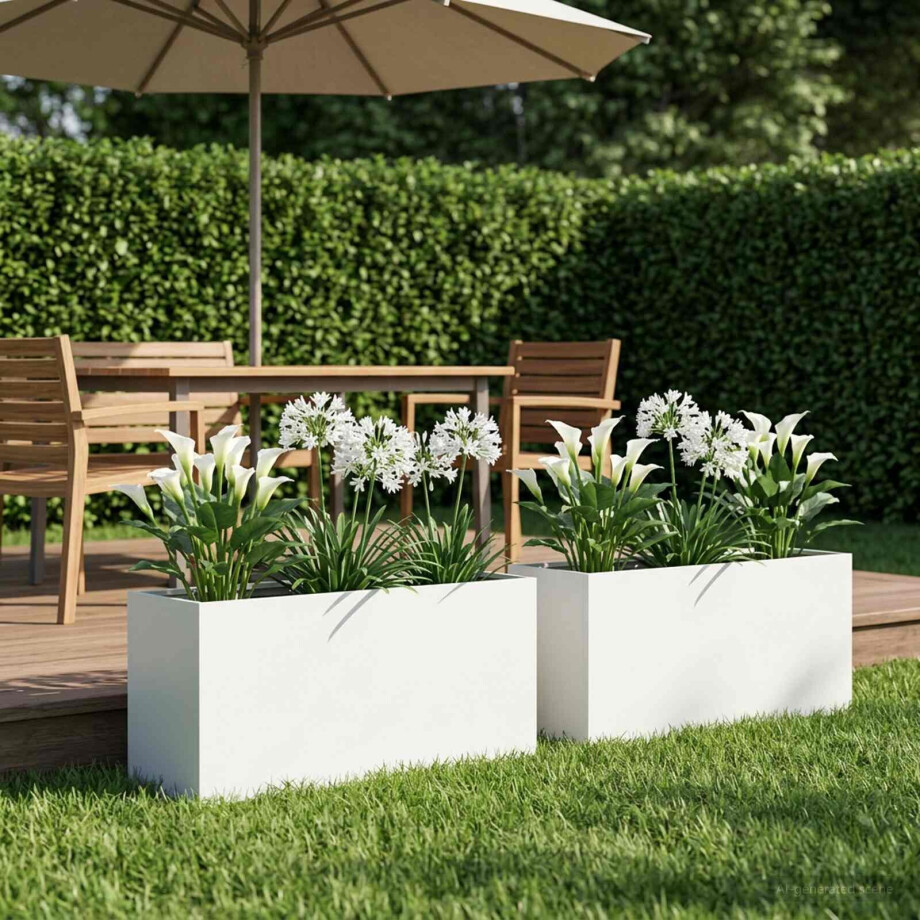 vidaXL Plantenbak 2 st Wit 100 x 30 x 40 cm Koudgewalst staal afbeelding 1