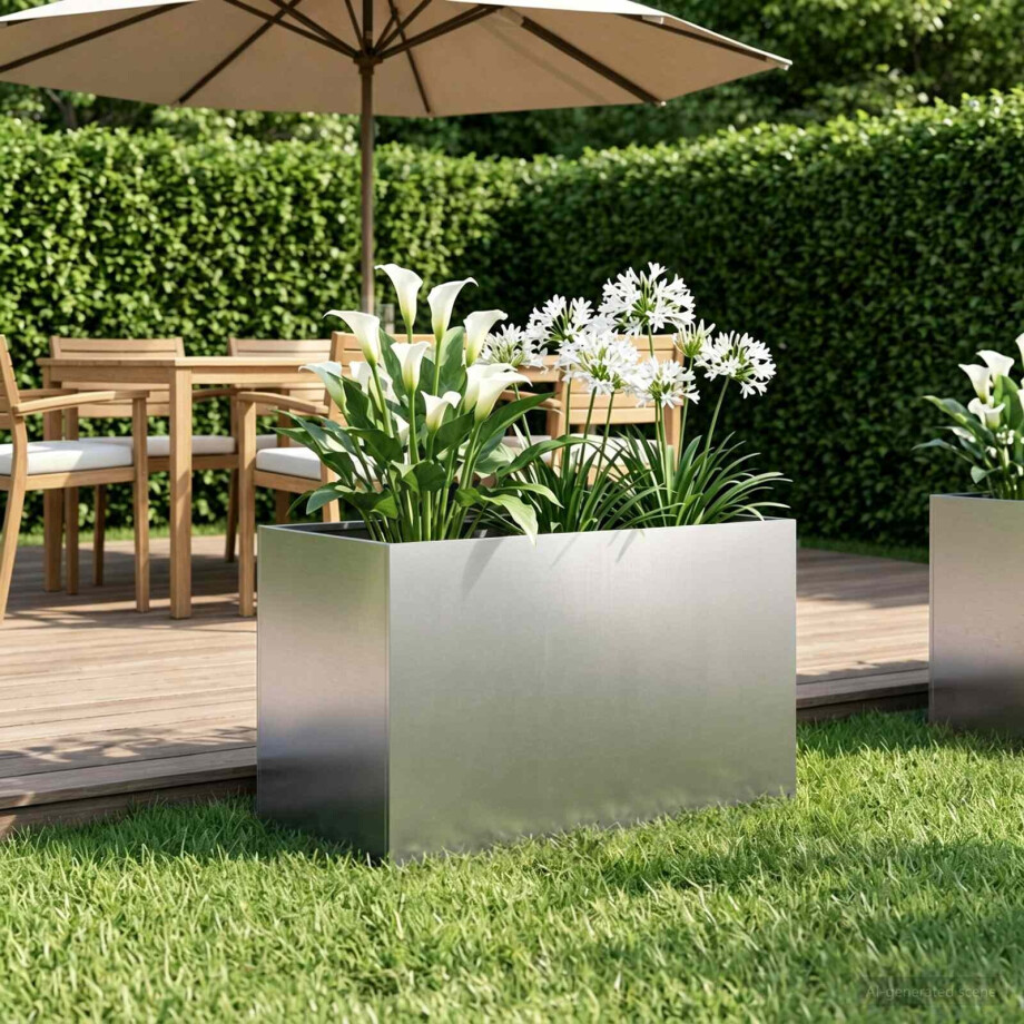 vidaXL Plantenbak zilver 60 x 40 x 40 cm Roestvrij staal afbeelding 1