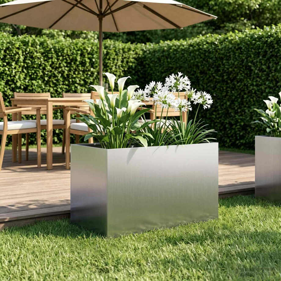 vidaXL Plantenbak zilver 60 x 40 x 40 cm Gegalvaniseerd staal afbeelding 1