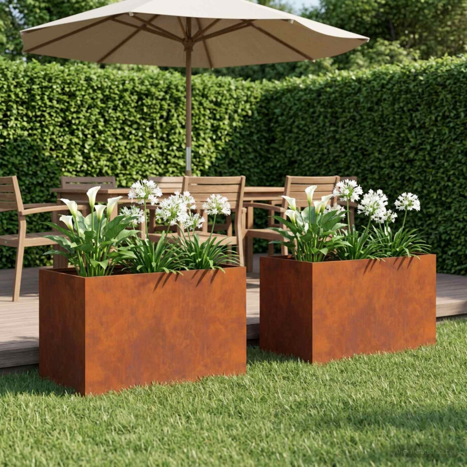 vidaXL Plantenbak 2 st Roestkleurig 60 x 40 x 40 cm weervast staal vidaXL Plantenbak 2 st Roestkleurig 60 x 40 x 40 cm weervast staal afbeelding 1